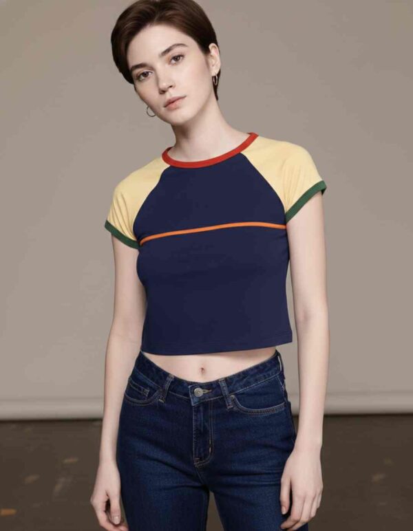 The Life Co. Raglan Sleeves Slim Fit Crop T-shirt